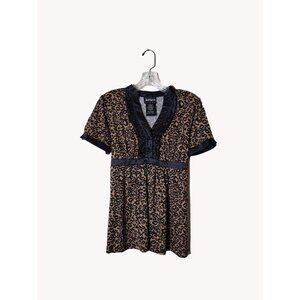 Hot Tempered Top Large Animal Print Short Sleeve Tie Back